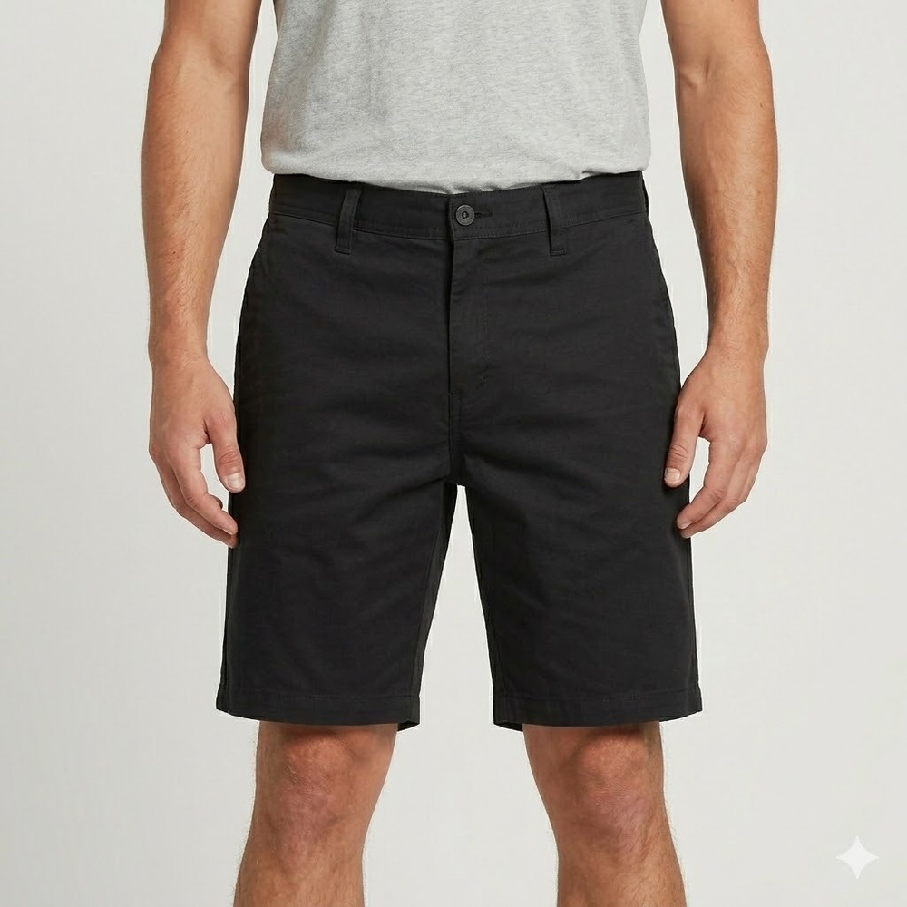 Volcom Mens Chino Shorts Size 36 Black REPREVE Recycled Stretch Skater EUC